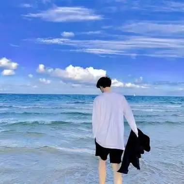 男生头像大海蓝天背影