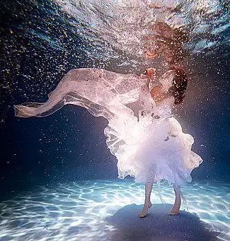 摄影,水下,女性,波纹,游泳,潜水,婚纱