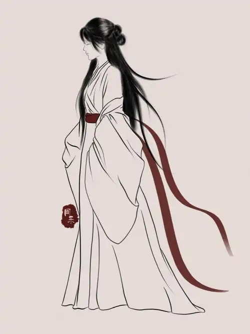 古风美女人物ipad绘画procreate简笔画速写