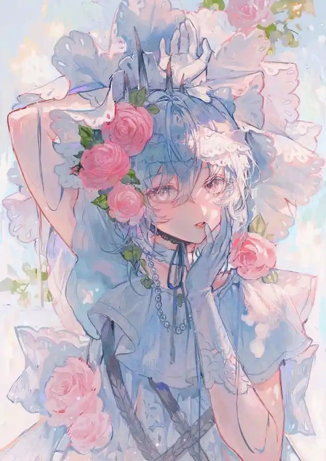 唯美卡通人物插画,画面清新,富有通透性