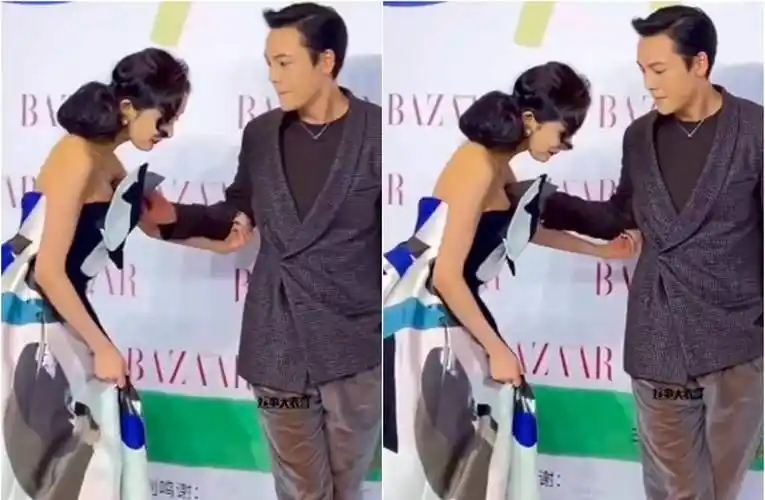 杨幂红毯踩裙底险摔倒,弯腰倒出上围抢风头_礼服_陈伟霆_宋茜