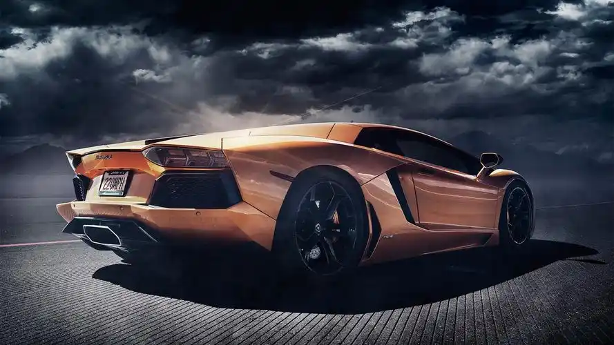 lp700-4超级跑车橙色后视图,黄昏 壁纸 下载 1920x1080 全高清