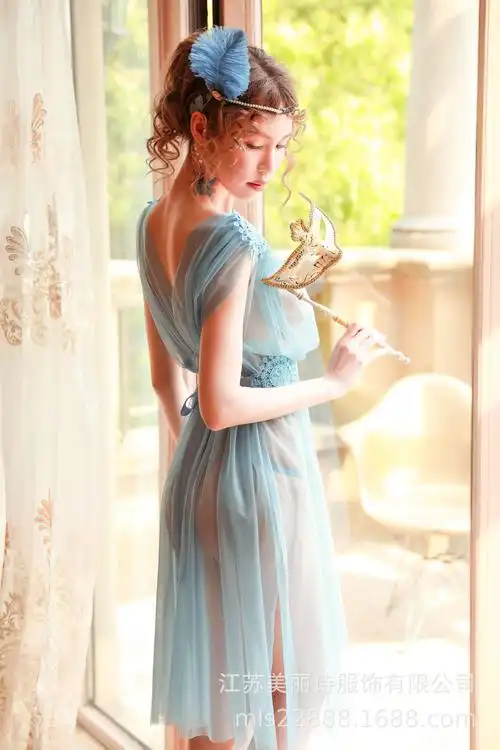 博宝沃高端新款瑰惑若仙情趣内衣女性感诱惑网纱睡裙蕾丝透明长裙