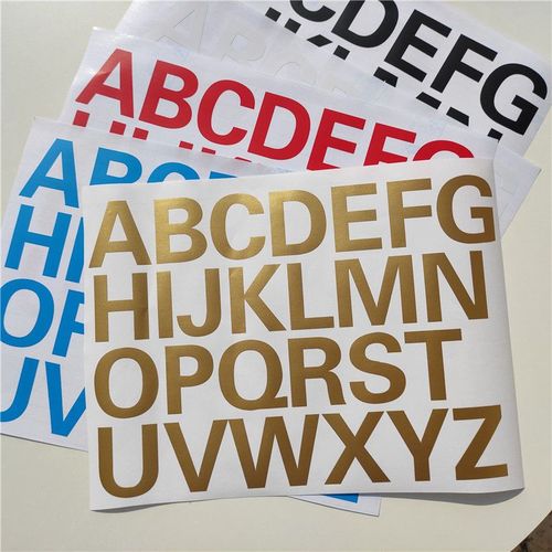 5厘米英文字母贴大写26个字母a至z平面镂空pvc黑白彩金色防水贴纸