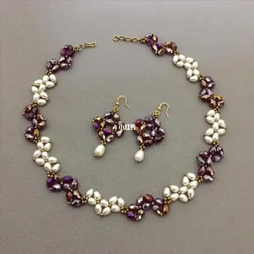 串珠教程水滴形花样珍珠项链