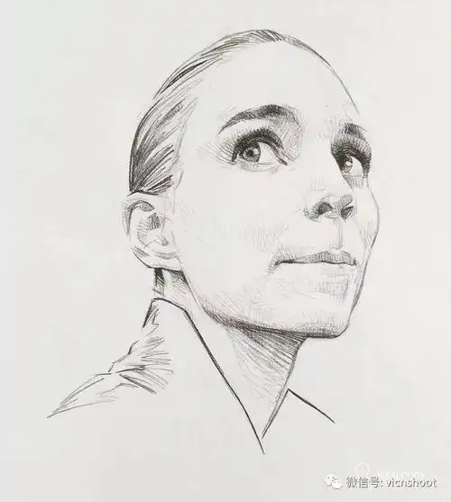 黑白人物肖像素描
