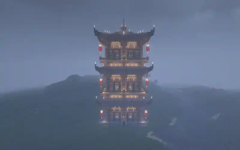 【我的世界】中式建筑,跟大佬学做的塔楼