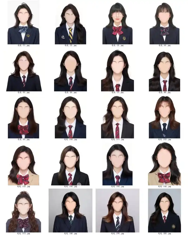 韩系海马体天真蓝学院风证件照模板