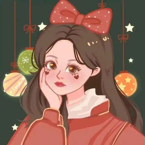 超可爱的手绘女生头像,红红火火的卡通头像