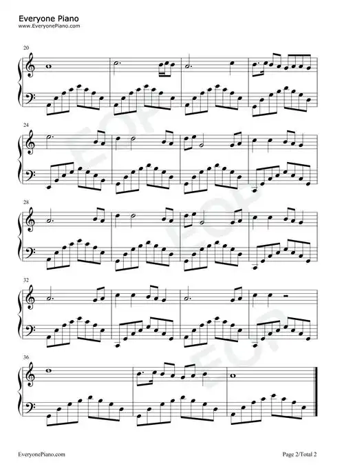 葬花吟-c调简单版-红楼梦五线谱预览2