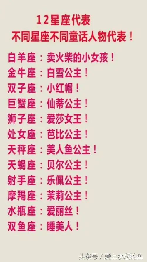 公主【十二星座代表的童话人物】白羊座的爱情克星————天蝎座双鱼