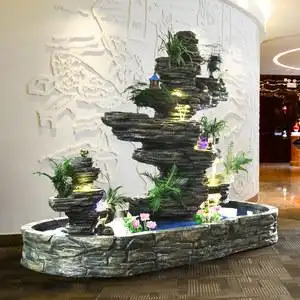 大型千层石假山流水喷泉盆景室内山水景观阳台客厅庭院z风水轮摆