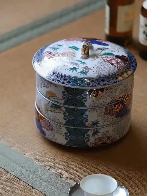 日本有田烧三重茶仓收纳盒