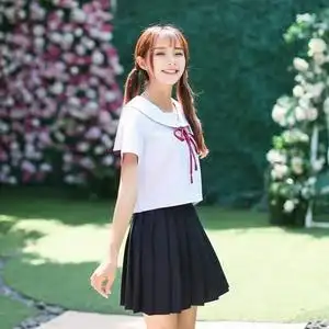 日系高端jk制服 白无本水手服套装 软妹纯白襟百搭服学生装cos
