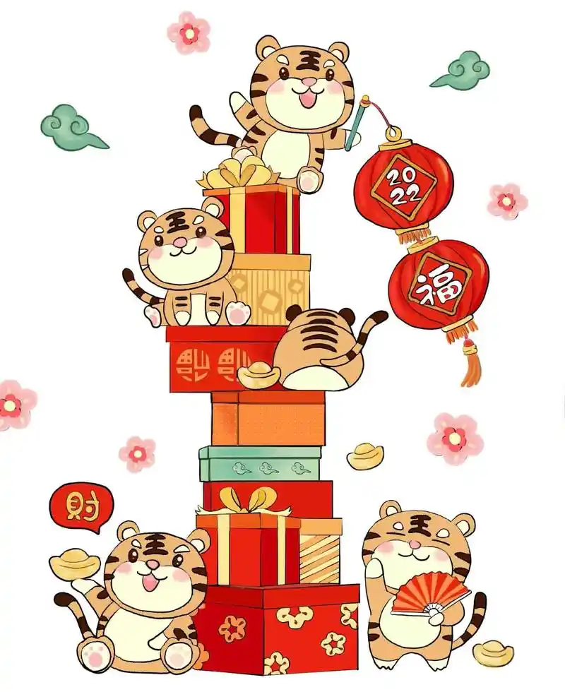 元旦跨年萌虎简笔画,愿2022不慌不忙 皆心之所向 顺顺当当 - 抖音