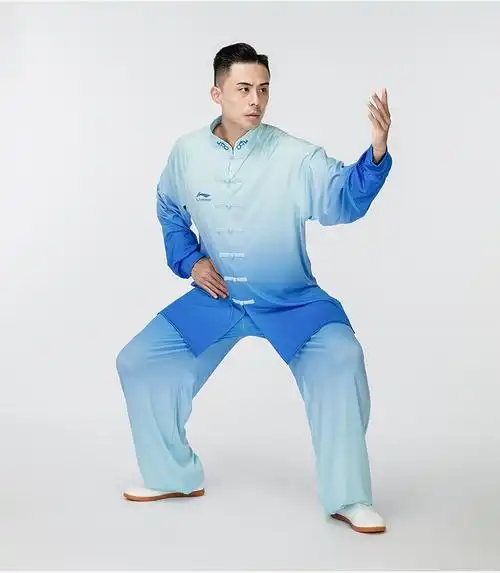 新款长袖牛奶丝渐变水墨画太极拳练功服武术服装训练表演比赛专业套装