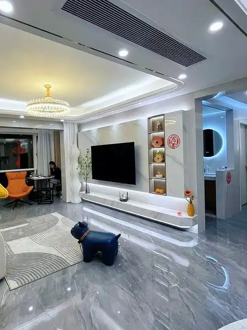 今年爆的款式岩板悬空背景墙电视背景墙效果图