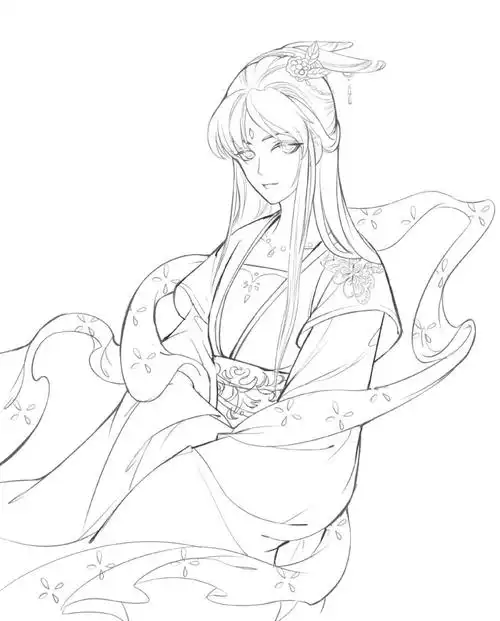 一组古风手绘线稿素材,太唯美了!