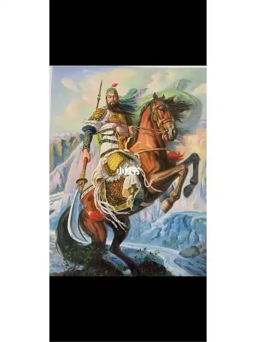 手绘油画横刀立马关云长80120cm