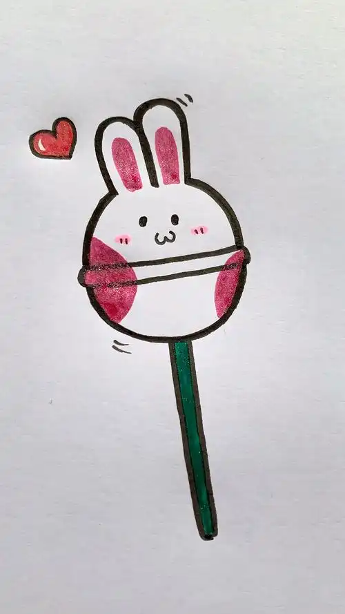 简笔画#送你一颗超甜兔兔棒棒糖