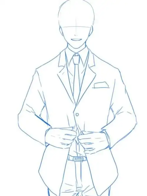 【线稿临摹】线稿西装男,余下给你们脑补!