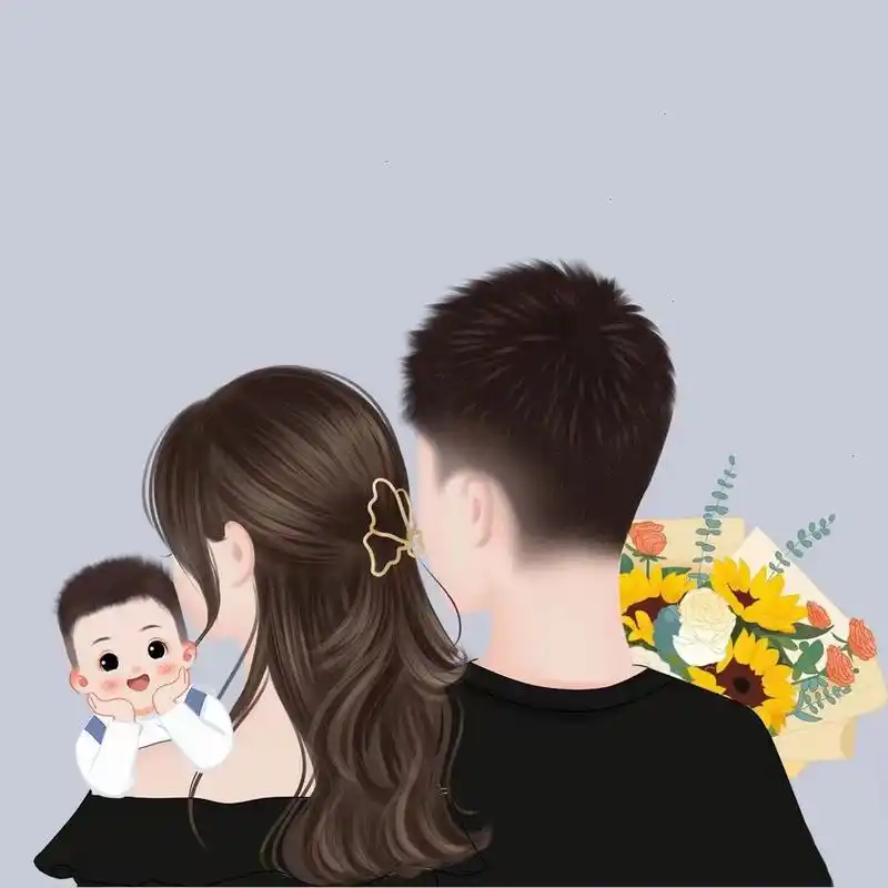 一家三口亲子卡通头像 简简单单就是幸福