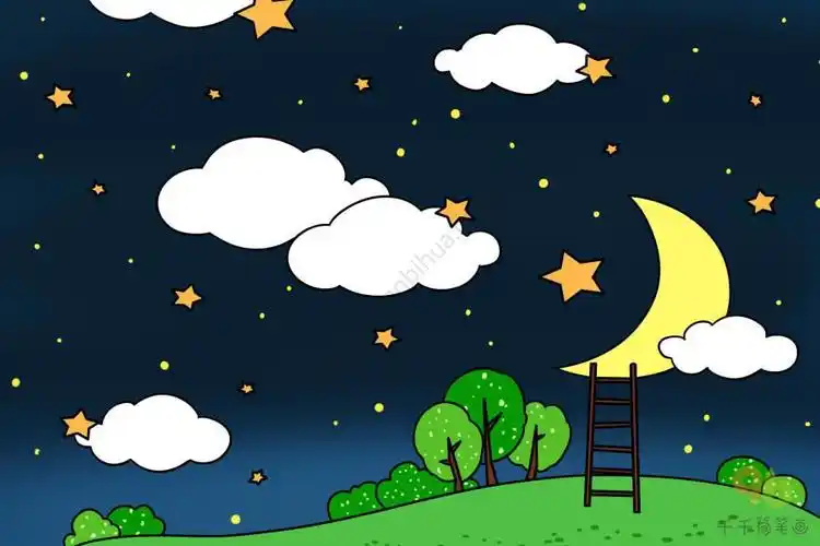 孩子仰望星星简笔画