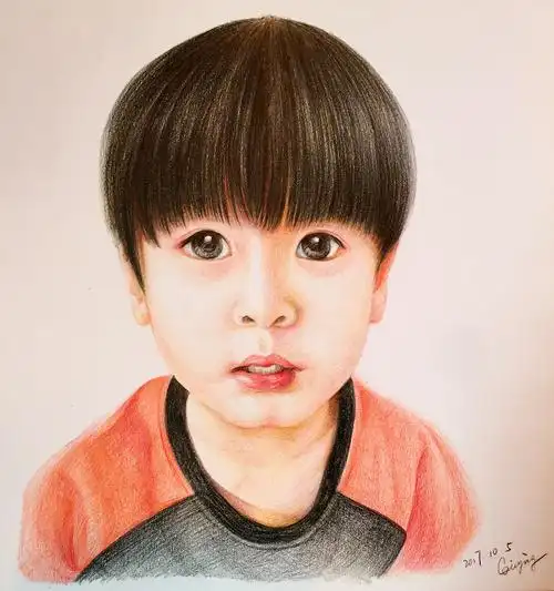 小男孩彩铅肖像|纯艺术|绘画|菜菜745_原创作品-站酷zcool