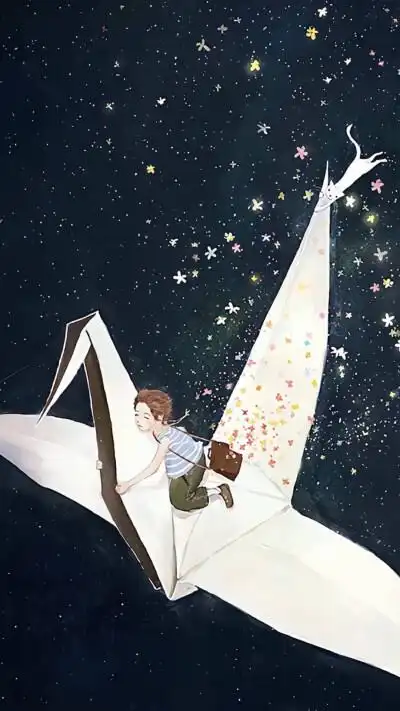 我的清新范壁纸,星空,千纸鹤