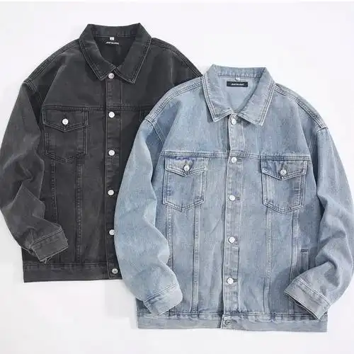 lt真维斯2024春季新款牛仔外套翻领简约经典男装通勤夹克男款时尚