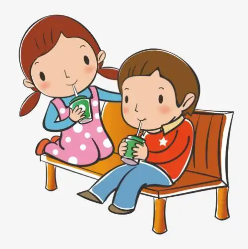 人物仰头喝饮料简笔画