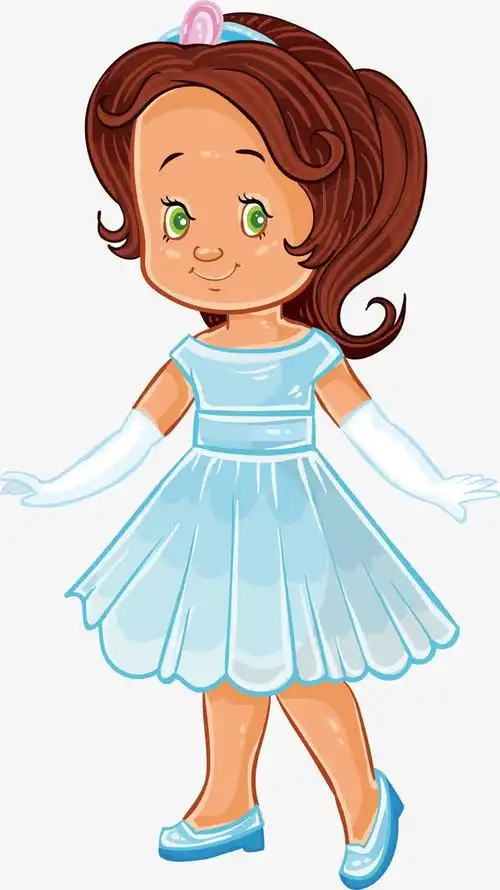 穿蓝色裙子的女孩