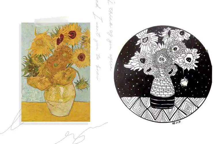 27周六晚上班·东校区·白石大师班作品·黑白线描装饰画《走进名画》