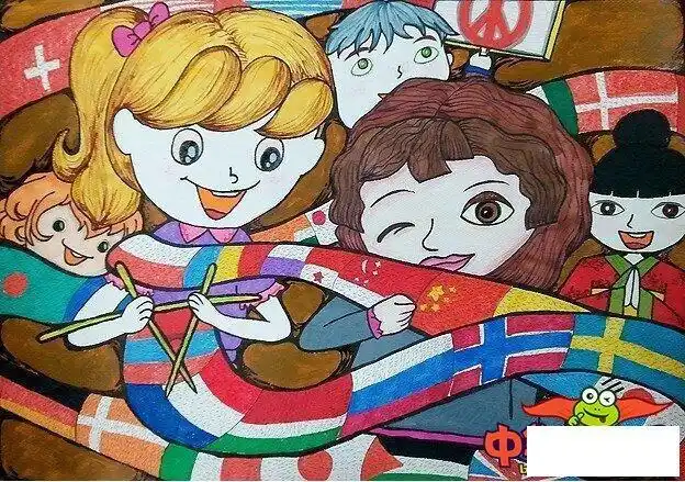 友谊与和平的简笔画彩色简单