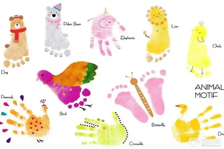 手脚印画绘画初期,孩子想法比较单一,家长可以辅助孩子想象,激发他更