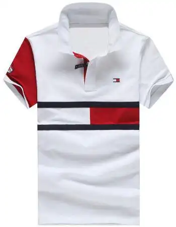 美国国际品牌汤米夏季短袖男士polo衫纯棉翻领刺绣撞色大码体恤衫男装