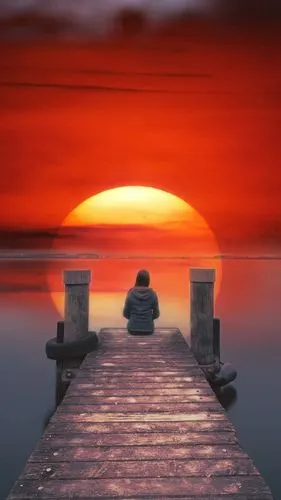 晚霞真美啊可如今只剩一个人再美又有什么用