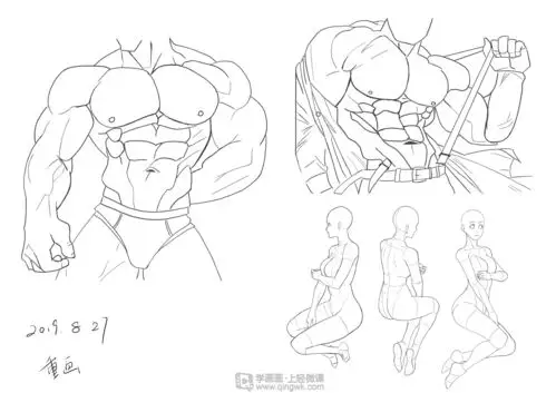 作业:如何学画手绘动漫人物之男性肌肉画法与训练技巧 - yiyi