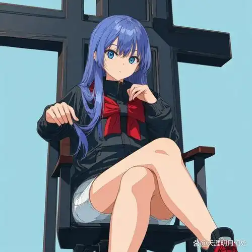 翘腿坐姿的卡通简易画法