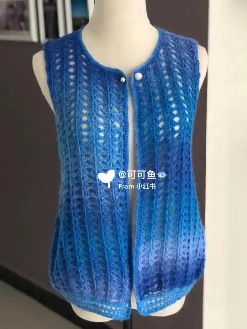 钩织长款马甲图解