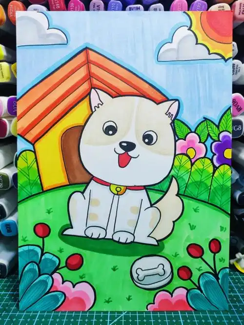 马克笔儿童画十二生肖狗