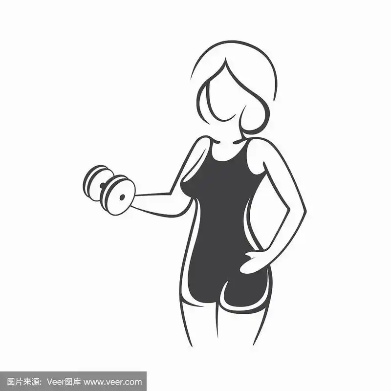 运动健康的女人在健身房.一个美丽的性感女孩的照片在她的手中哑铃.