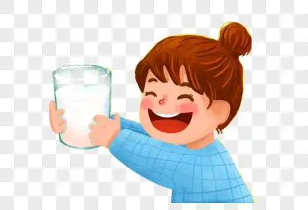喝牛奶的女孩图片素材