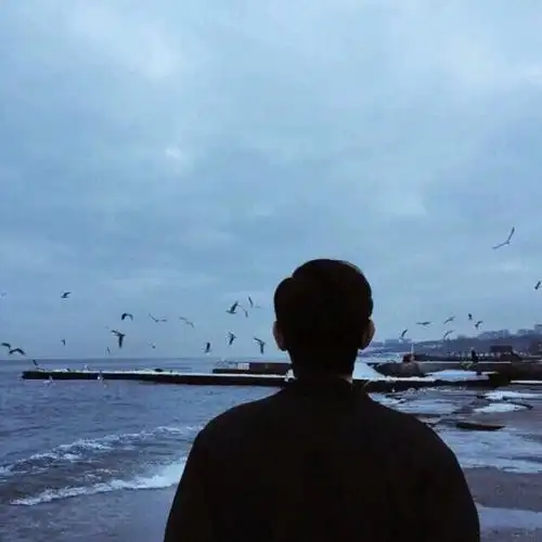 男生看海背影头像