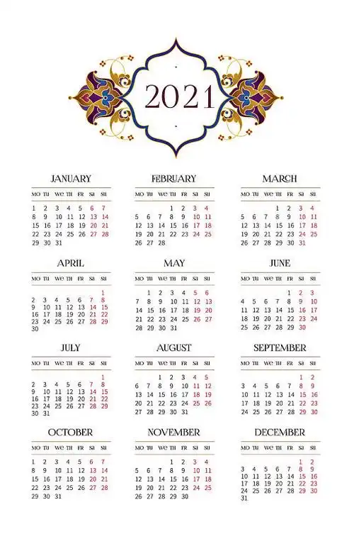 精美2021年年历矢量素材