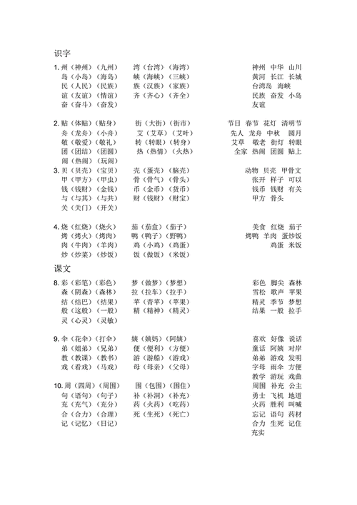 部编版二年级下册语文词语表 生字表组词.pdf