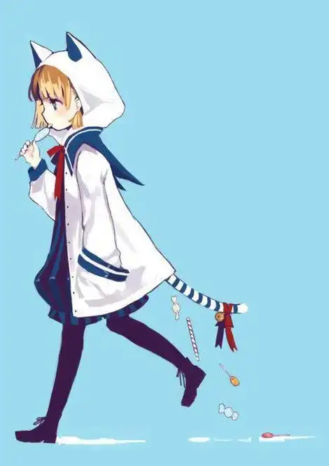 动漫女生的全身图,要侧着身子的,衣服别太复杂,我要用来临摹的