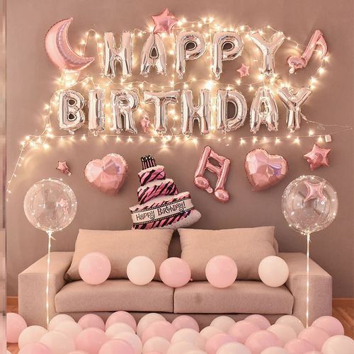 简单老婆惊喜生日装饰场景布置心形1周岁女宝舞会ktv粉色墙上拍照