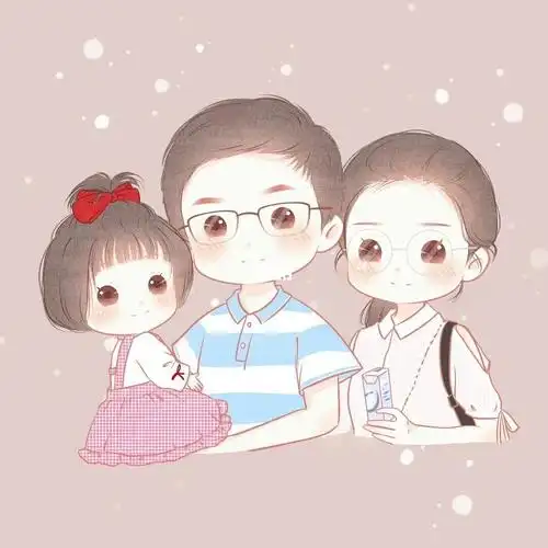 手绘卡通头像全家福一家三口