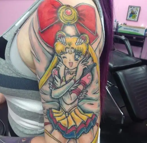 女生喜欢的美少女战士主题花臂纹身图案